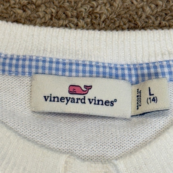 Vineyard Vines: Girls White Button Down Cotton Cardigan Sweater, Size L (14) - Picture 3 of 9